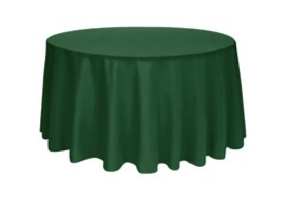Forest Green Polyester 132in Round Table Linen (Fits Our 72in Round Table to the Floor)