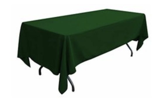 Forest Green Polyester linen 60x120in fits our 8ft Rectangular Table Half way to the Floor