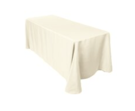  Ivory Polyester Linen 90x156in fits our 8ft Rectangular Table to the Floor