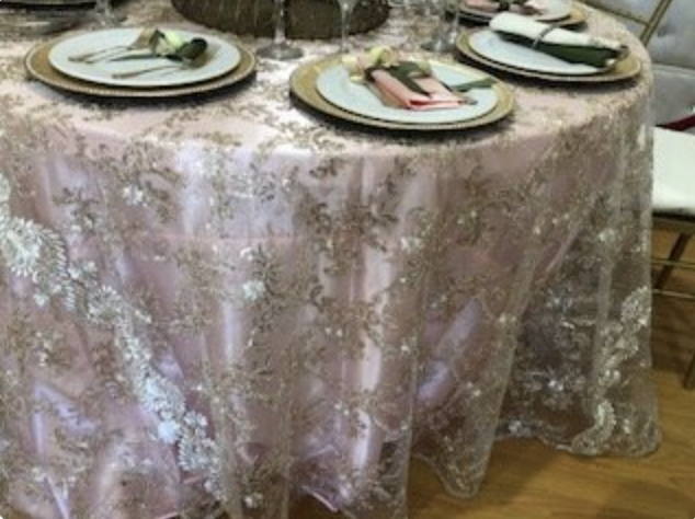 Lace 120in Round Tablecloth (Fits our 60in Round Table to the Floor)