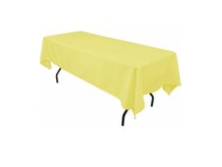  Lemon Yellow Polyester linen 60x96in fits our 6ft Rectangular Table Half way to the Floor