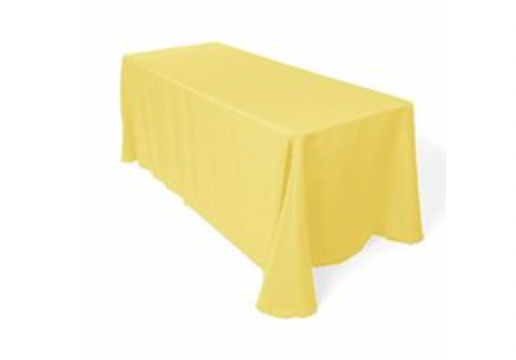 Lemon Yellow Polyester Linen 90x156in fits our 8ft Rectangular Table to the Floor