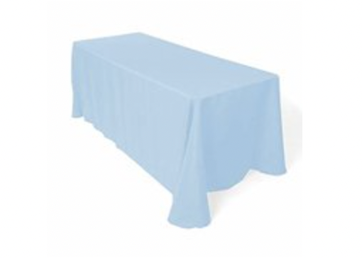 Light Blue Polyester Rectangular 90x156in Linen to Floor for 8ft table