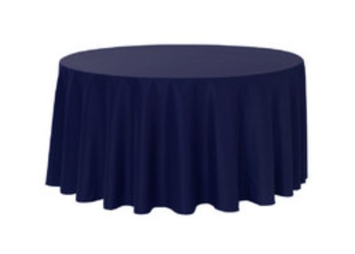 Navy Blue Polyester 120in Round Tablecloth (Fits our 60in Round Table to the Floor)