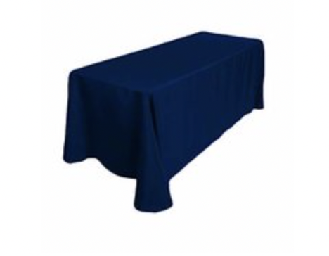 Navy Blue Polyester Rectangular 90x132in Linen to Floor for 6ft Table