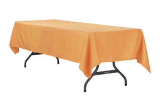 Orange Polyester Linen 60x96in (Fits Our 6ft Rectangular Table Half Way to the Floor)
