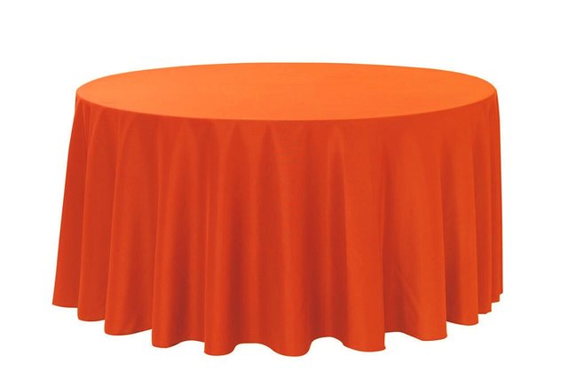 Orange Polyester 120in Round Tablecloth (Fits Our 60in Round Table to the Floor)