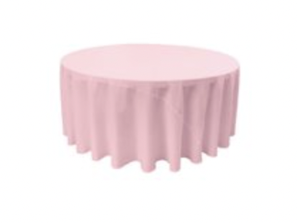 Pink Polyester 132in Round Table Linen (Fits Our 72in Round Table to the Floor)
