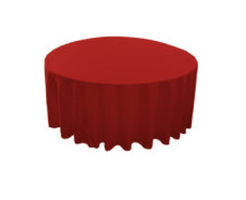 Red Polyester 132in Round Table Linen (Fits Our 72in Round Table to the Floor)