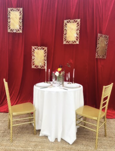 Red Velvet Backdrop w/ 4 gold frames