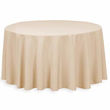 Sand Polyester 120in Round Tablecloth (Fits our 60in Round Table to the Floor)