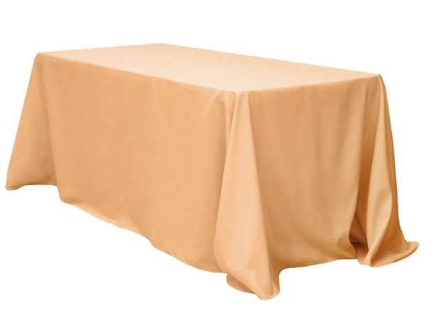 Peach Polyester Linen 90x156in (Fits Our 8ft Rectangular Table to the Floor)