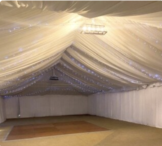 30x30 Full Draped Frame Tent (lights not included) Call our Office