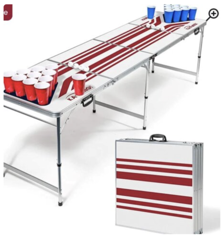 Americana Beer Pong Table W/ Balls & Red Cups