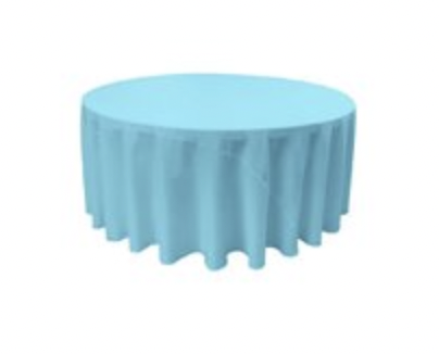 Tiffany Blue Polyester 120in Round Tablecloth (Fits Our 60in Round Table to the Floor)
