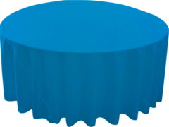 Turquoise Polyester 120in Round Tablecloth (Fits Our 60in Round Table to the Floor)