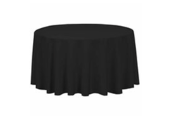 Black 108in Round Table Linen (Fits our 48in Round Table to the Floor)