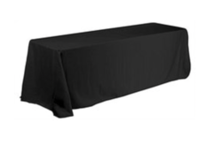Black Polyester Linen 90x156in fits our 8ft Rectangular Table to the Floor