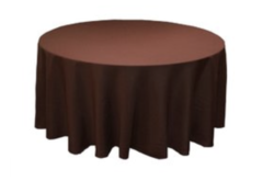 Chocolate Polyester 132in Round Table Linen (Fits our 72in Round Table to the Floor)