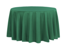 Emerald Green Polyester 132in Round Table Linen (Fits Our 72in Round Table to the Floor)