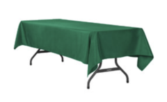 Emerald Green Polyester linen 60x96in fits our 6ft Rectangular Table Half way to the Floor
