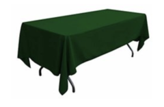 Forest Green Polyester linen 60x120in fits our 6ft & 8ft Rectangular Table Half way to the Floor