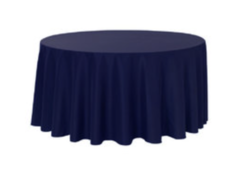 Navy Blue Polyester 132in Round Table Linen (Fits Our 72in Round Table to the Floor)