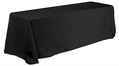 Black Polyester Linen 90x132in fits our 6ft Rectangular table to the Floor