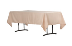 Sand Polyester linen 60x120in fits our 6ft & 8ft Rectangular Table Half way to the Floor