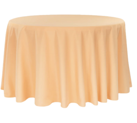 Peach Polyester 120in Round Tablecloth (Fits Our 60in Round Table to the Floor)