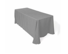 Grey Polyester Rectangular 90x132in Linen to Floor for 6ft Table