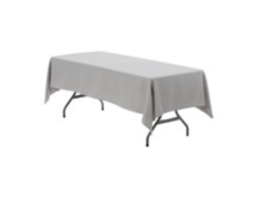 Grey Polyester linen 60x120in fits our 6ft & 8ft Rectangular Table Half way to the Floor
