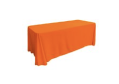 Orange Polyester Rectangular 90x132in Linen to Floor for 6ft Table