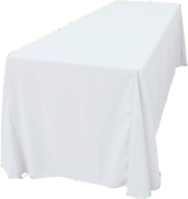 White Polyester Rectangular 90x132in Linen to Floor for 6ft Table