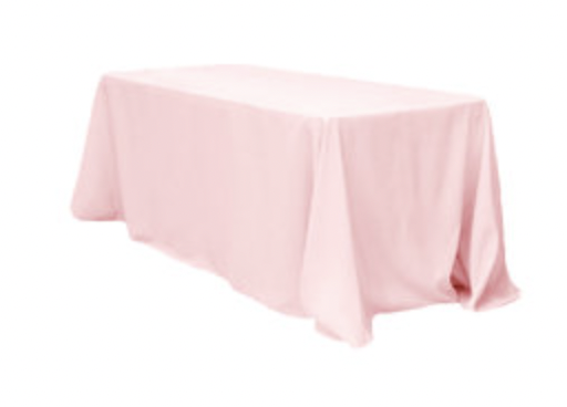 Pink Polyester Rectangular 90x132in Linen to Floor for 6ft Table