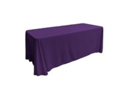Purple Polyester Rectangular 90x132in Linen to Floor for 6ft Table