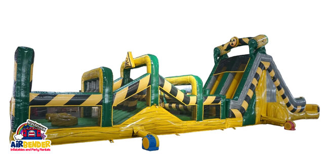 60Ft Nuclear Toxic Waste Obstacle Course Dual Slide with Pool (Dry)