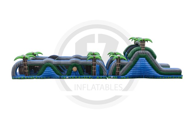 Blue Crush Slide Obstacle Course (Double- 80' Long) (DRY)