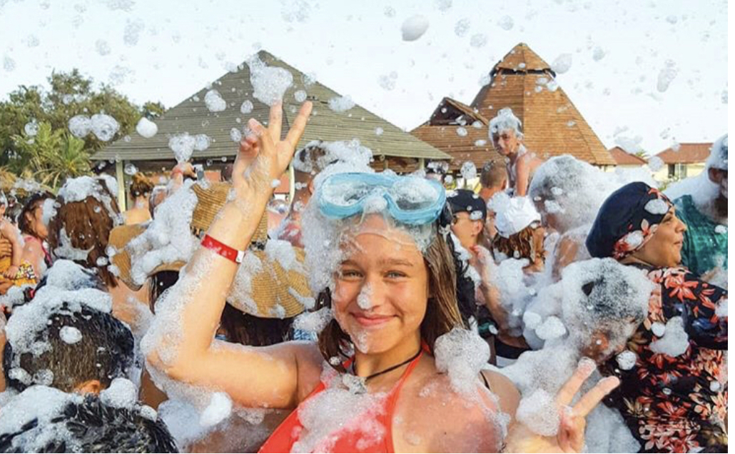 All About Fun foam party setup at an outdoor event