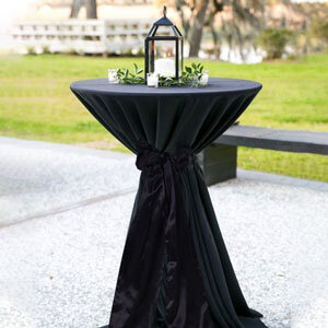 Black High Top Pub Table Linens with Colored Sash