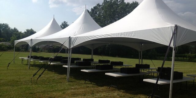 20 x 40 High Peak Frame Tent Package Round Tables