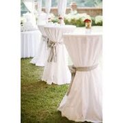 White High Top Pub Table Linens with Colored Sash