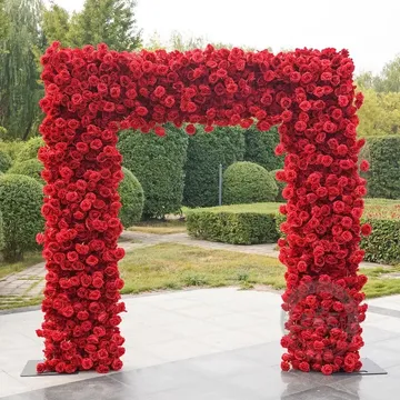 8x6 ft Red and Burgundy Floral Arch