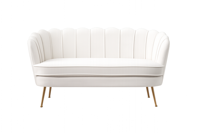 White Velvet Seashell Loveseat