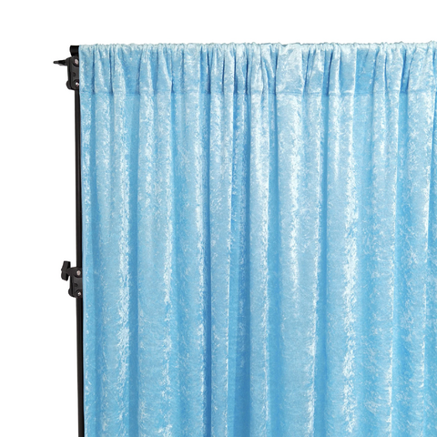 Velvet 12ft H x 52in W Drape/Backdrop Curtain Panel - Baby Blue