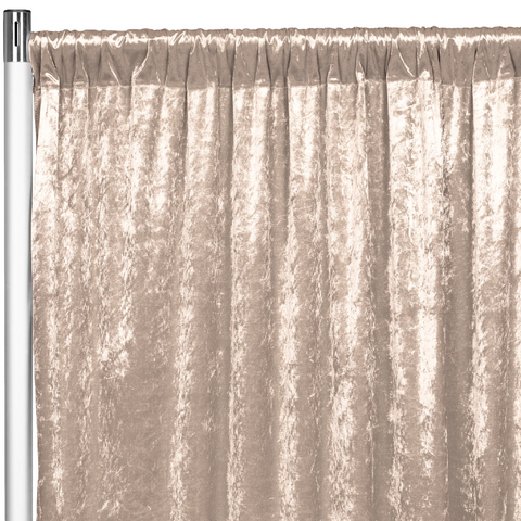 Velvet 12ft H x 52in W Drape/Backdrop Curtain Panel - Beige