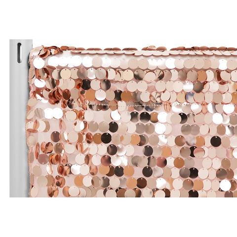 Large Payette Sequin 12ft H x 52in W Drape/Backdrop Panel - Blush/Rose Gold