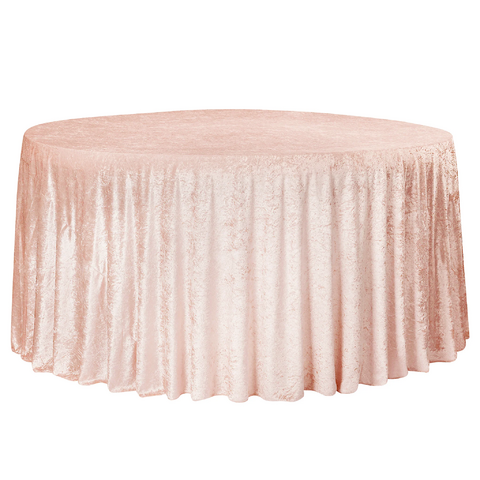 Velvet 132in Round Tablecloth - Blush/Rose Gold