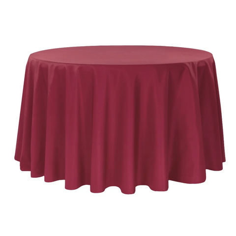 Premium Polyester 120in Round Tablecloth - Burgundy