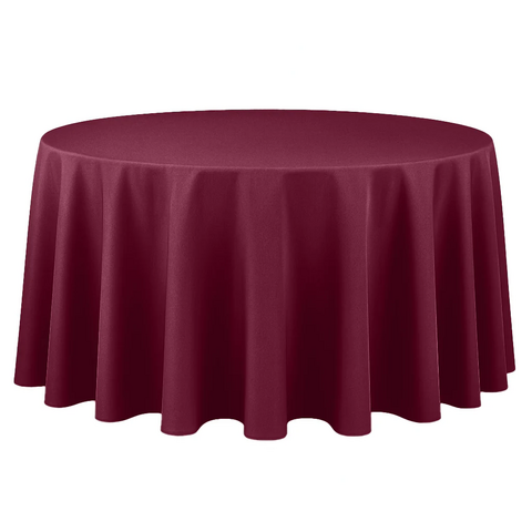 Premium Polyester 120in Round Tablecloth - Cabernet